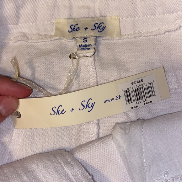 White she +sky skirt , fringe bottom, size small - Picture 2 of 4